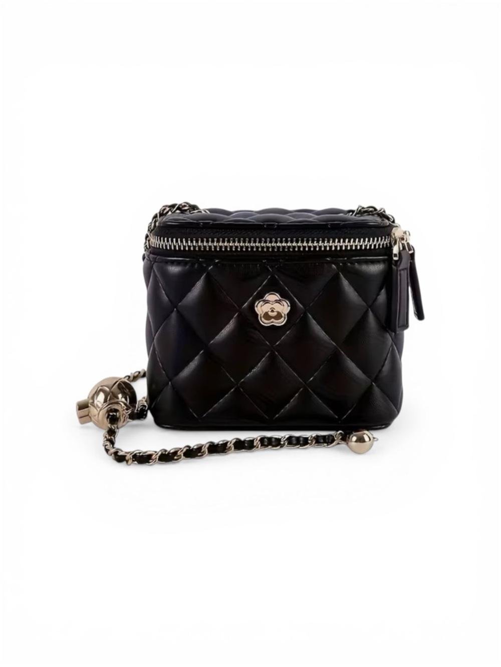 Quilted Black Crossbody Bag With Chain Strap